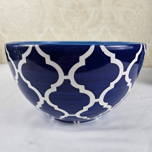 Coventry Nesting Arabesque Bowls Blue White Pattern Dishwashe Safe Ceramic - Picture 3 of 9
